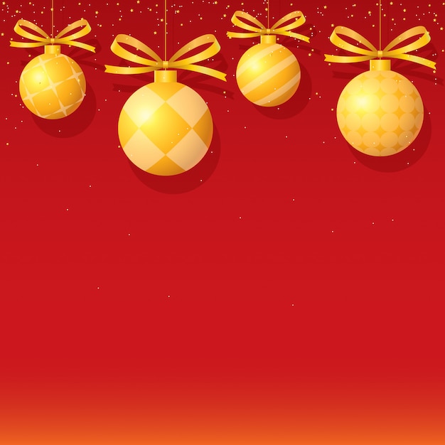 Christmas background with golden ornaments