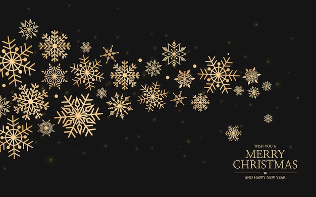 Christmas background with golden snowflakes