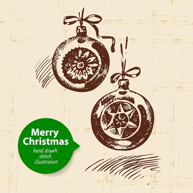 Christmas background with hand drawn illustration