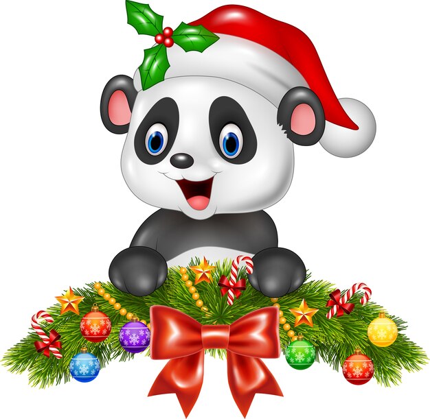 해피 팬더 곰과 함께 크리스마스 배경