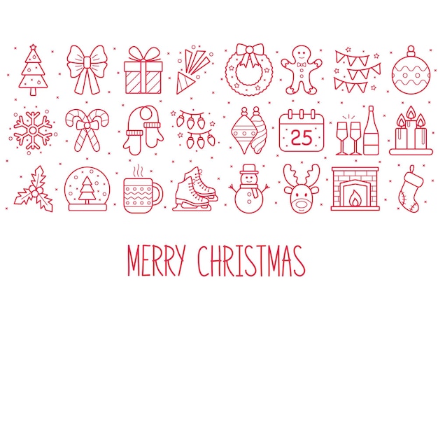 Christmas background with icons. Merry Christmas. Vector illustration
