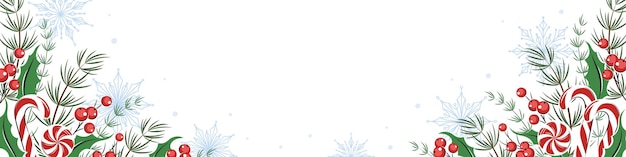 Christmas background with place for text. Horizontal banner, background decorated