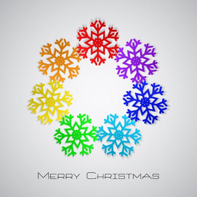 Christmas background with rainbow snowflakes