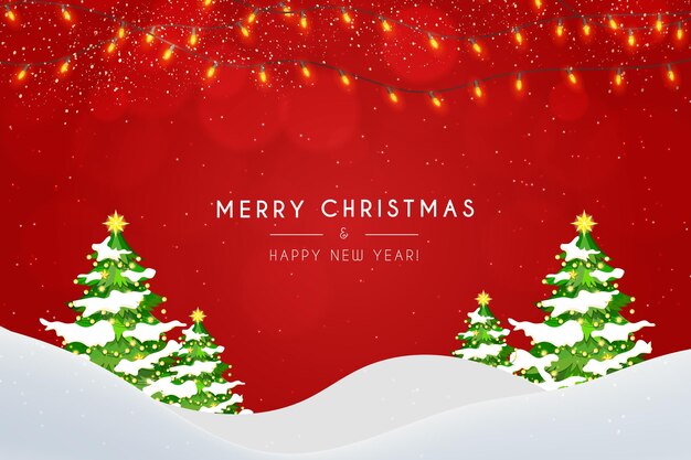 Christmas background with realistic christmas trees and lighting