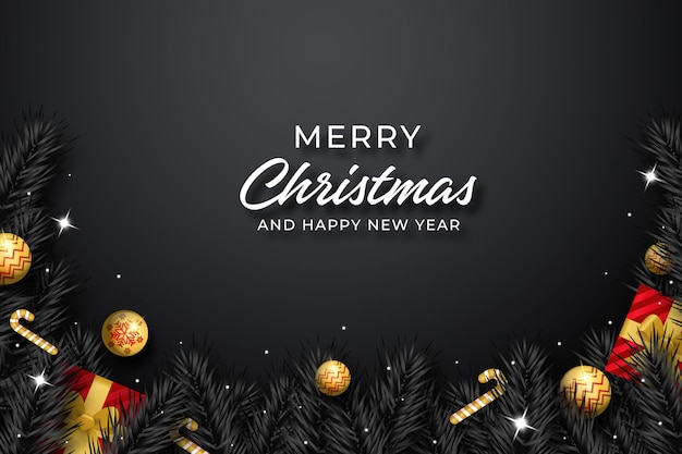 Vector christmas background with realistic decoration