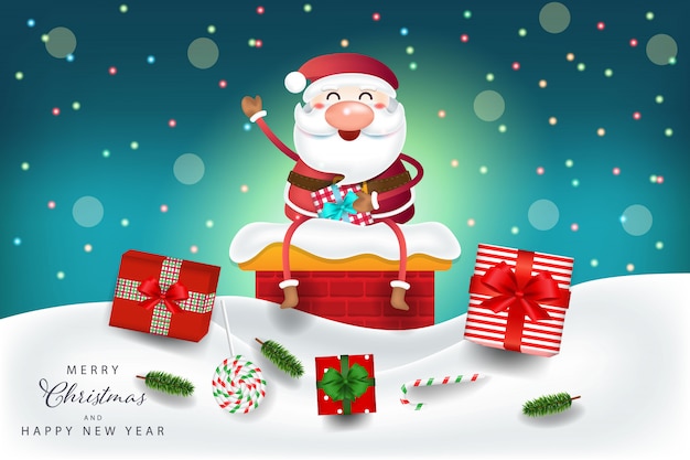 Christmas background with santa character