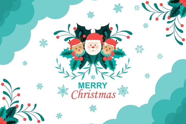 Vector christmas background with santa claus and deer vector illustration