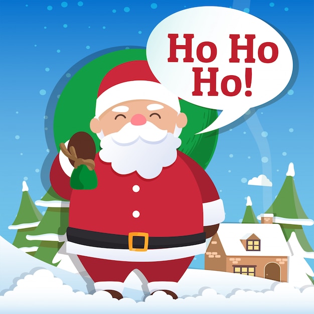 Christmas background with Santa Claus and Merry Christmas