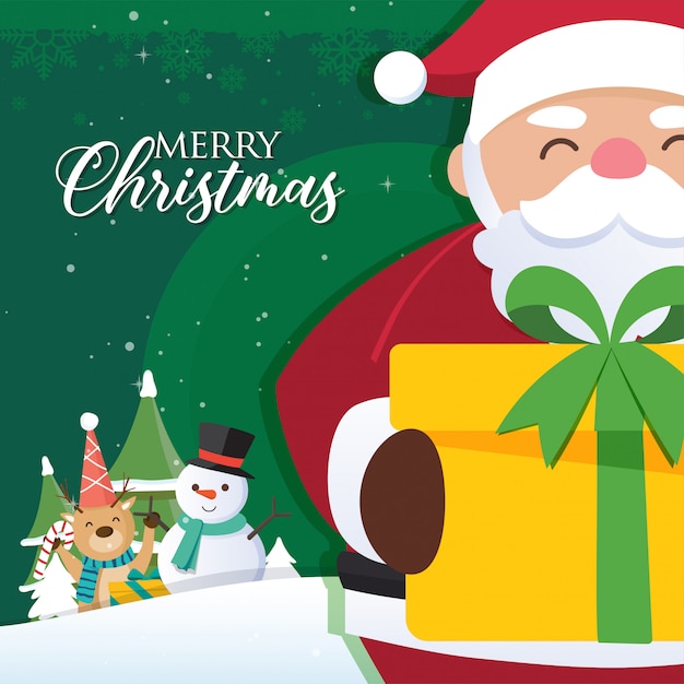 Christmas background with Santa Claus and  Merry Christmas