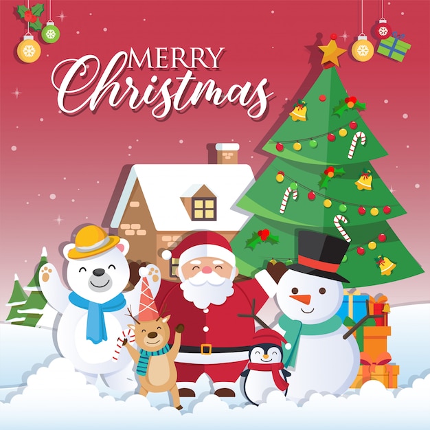 Christmas background with Santa Claus