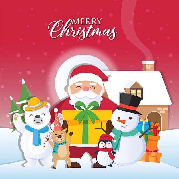 Christmas background with santa claus