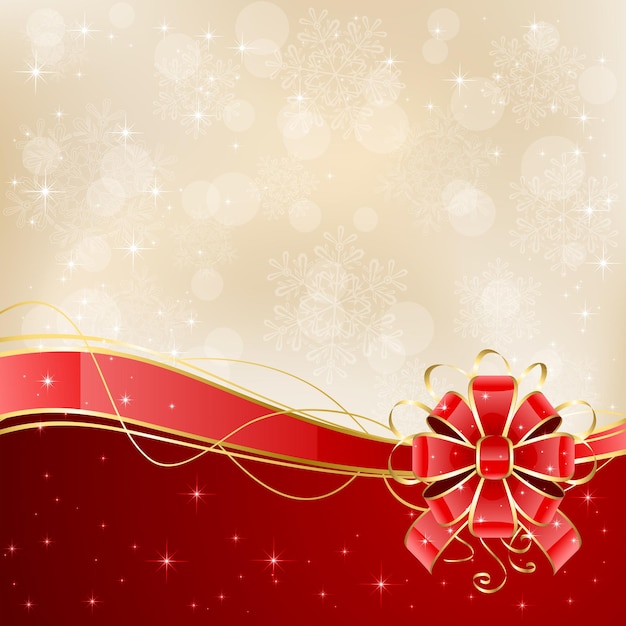 Christmas background with shiny red bow illustration