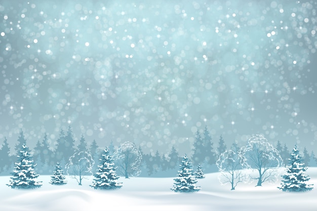 Vector christmas background with snowfall