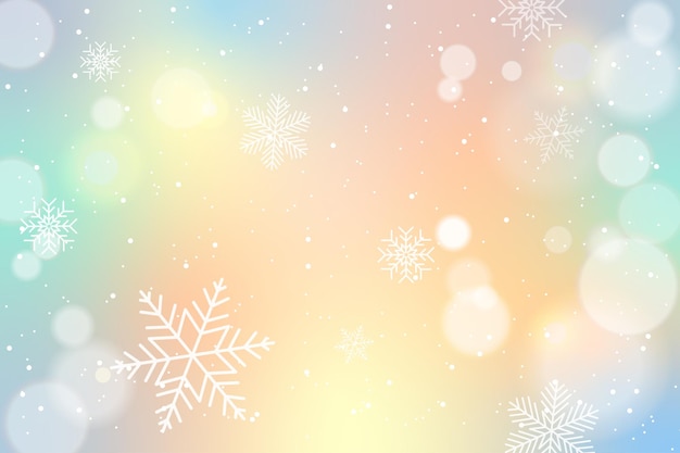 Sfondo di natale con fiocchi di neve ed effetto bokeh illustrazione vettoriale