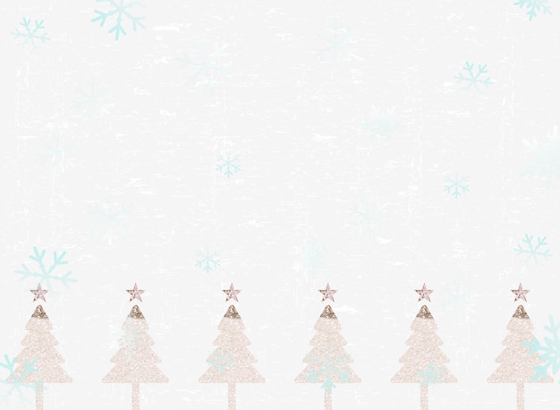 Vector christmas background with snowflakes and fir trees vector illustration
