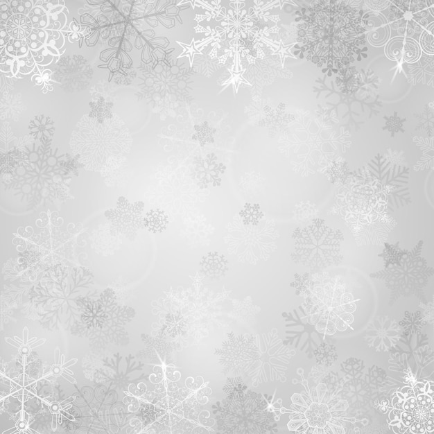 Vector christmas background with snowflakes in gray colors