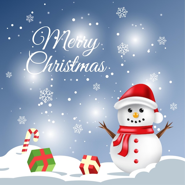 Christmas background with snowman vector