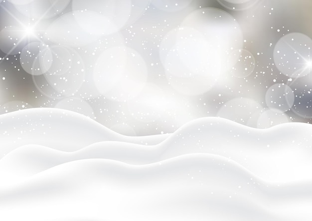 Christmas background with snowy landscape