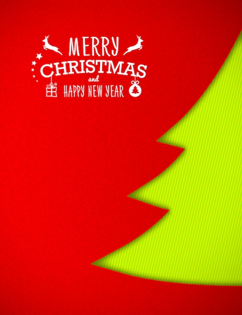 Christmas background with tree of paper