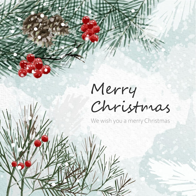 Vector christmas background with watercolor