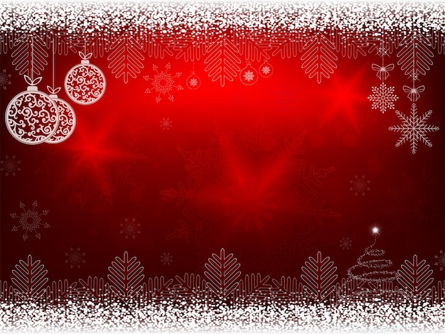 Christmas background with white balls in retro style and snowflakes