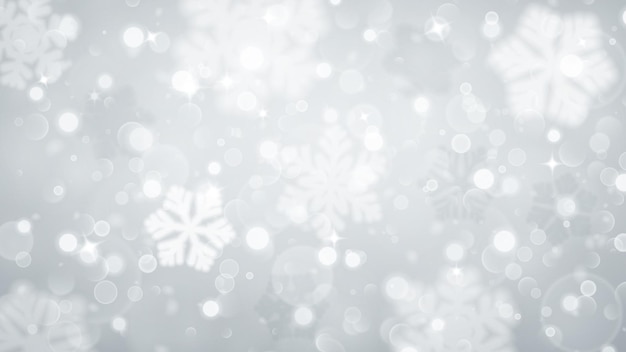 Christmas background with white blurred snowflakes on gray background Fuzzy snowflakes Christmas vector illustration of beautiful big and small snowflakes