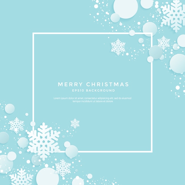 Christmas background with White snowflakes on a blue background