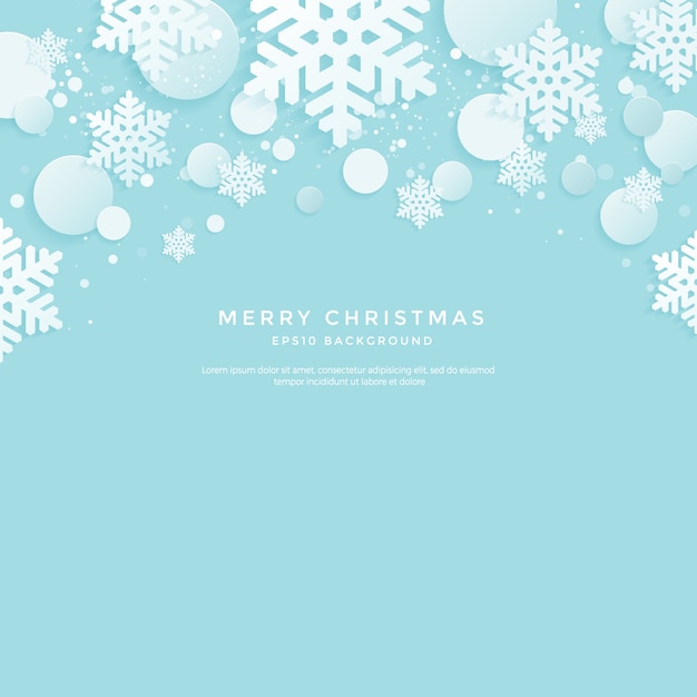 Vector christmas background with white snowflakes on a blue background