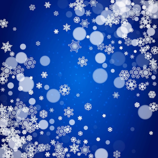 Christmas background with white snowflakes and sparkles Winter sales New Year and Christmas background for party invitation banner gift cards retail offers Falling snow Frosty winter backdrop