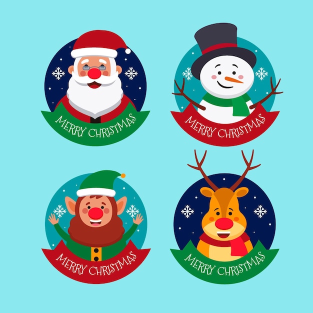 Vector christmas badge collection in flat design