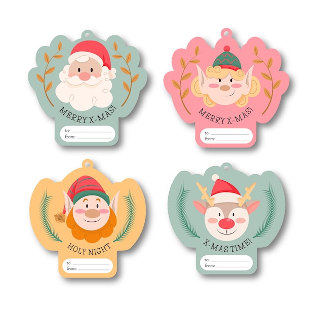 Christmas badge collection in flat design