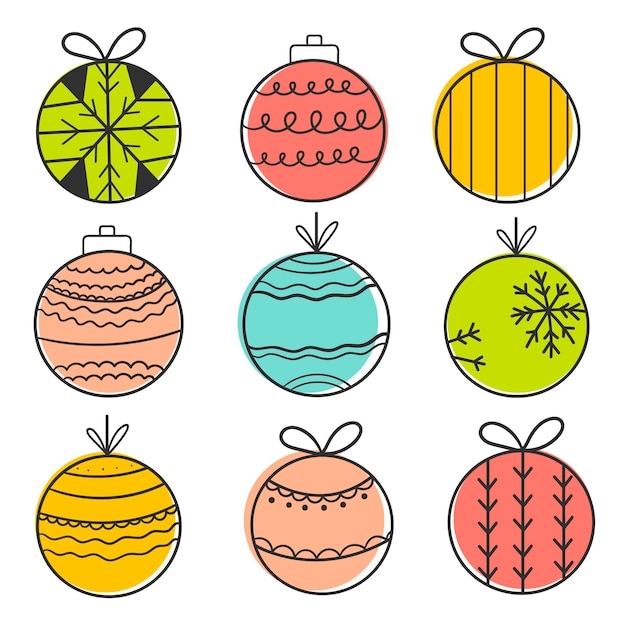 Christmas ball collection. new year vector balls. vector illustration