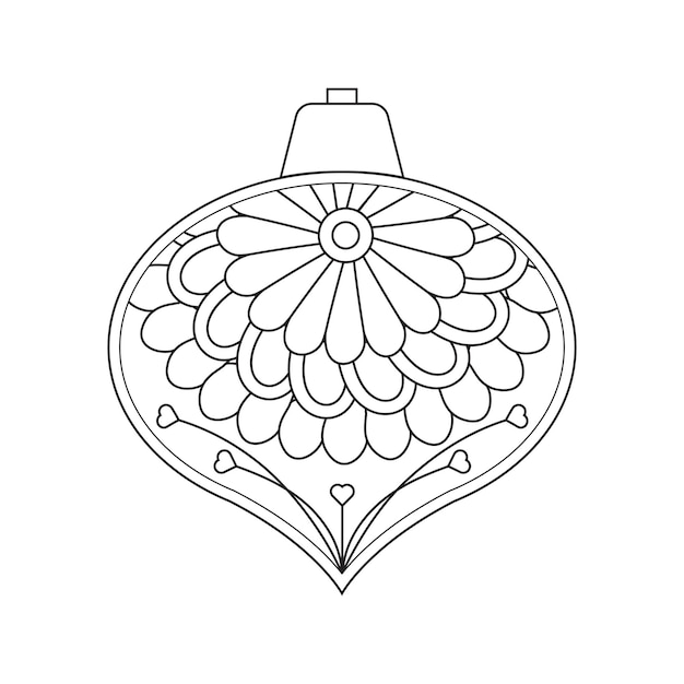 Christmas Ball Coloring Pages With Floral Style