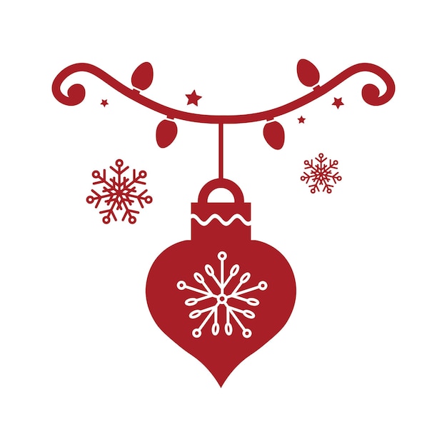 Vector christmas ball hanging with snowflakes isolated icon vector illustration design