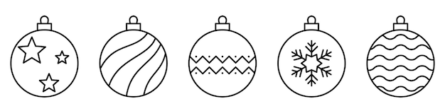 Icona della palla di natale icone della palla di natale in un design lineare piatto icone vettoriali
