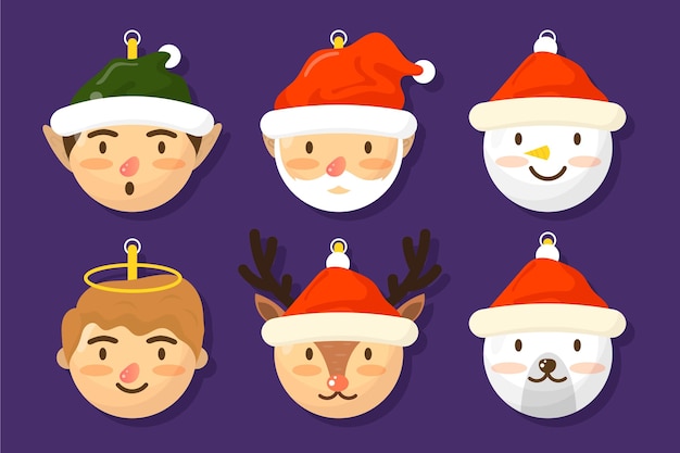 Vector christmas ball ornaments in flat design