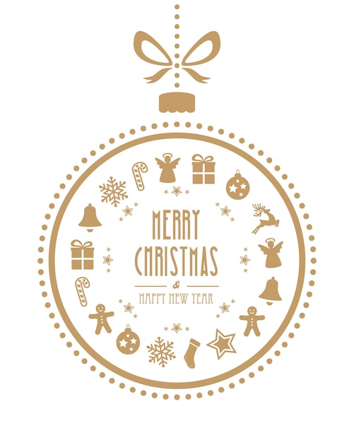 Vector christmas ball ornaments gold isolated background