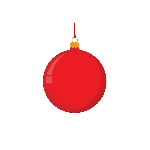 Vector christmas ball red bauble decoration isolated on a white background symbol happy new year holiday christmas winter flat design for card vector illustration