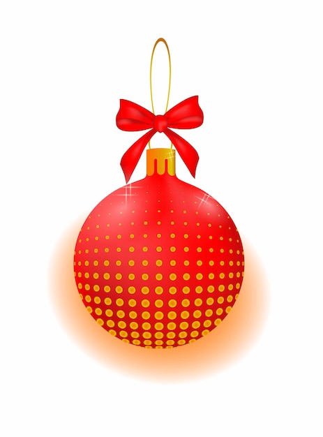 Christmas ball in red and gold colors Holiday decoration template