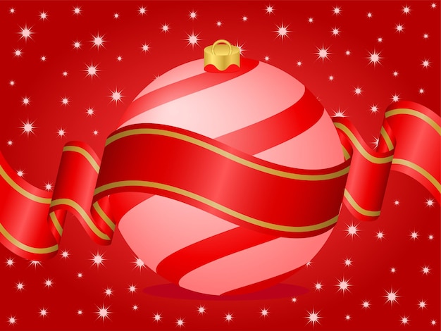 Vector christmas ball and ribbon red