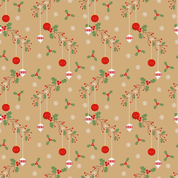 Christmas ball seamless pattern in vintage style