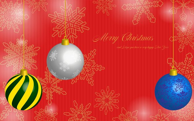 Christmas ball and snowflake Christmas background with message