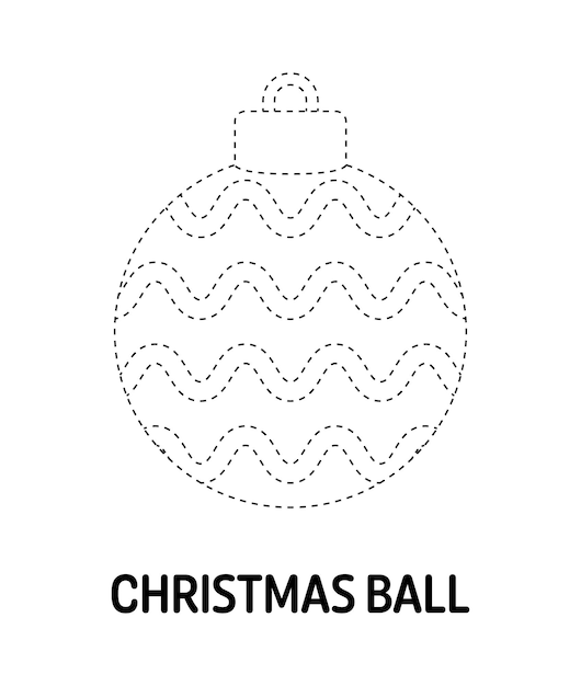 Christmas Ball tracing worksheet for kids