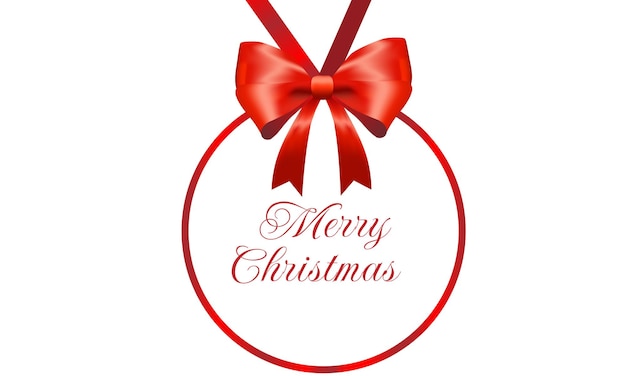 Christmas ball with a bow on a ribbon and the inscription Merry Christmas
