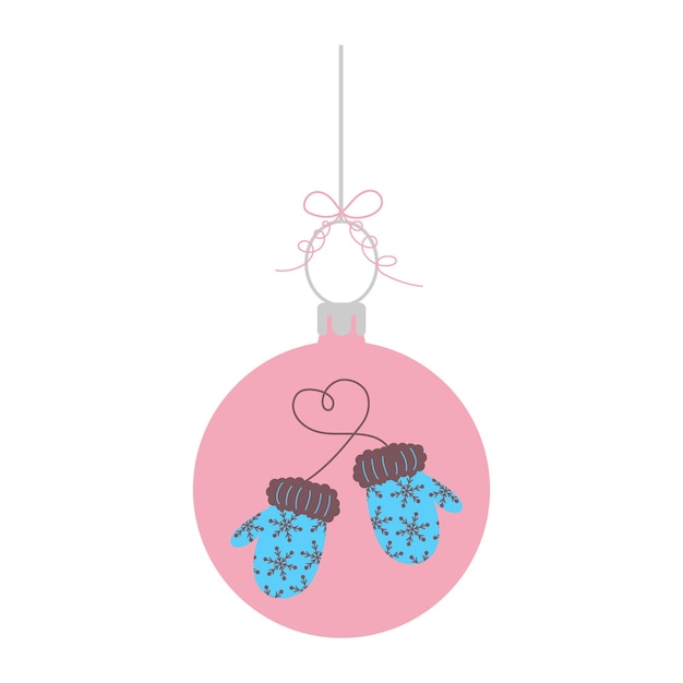 Christmas ball with mittens New Year bauble Cute hanging winter toy with bow