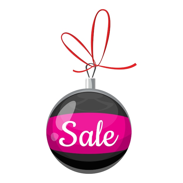 Christmas ball with sale icon Cartoon illustration of christmas ball with sale vector icon for web