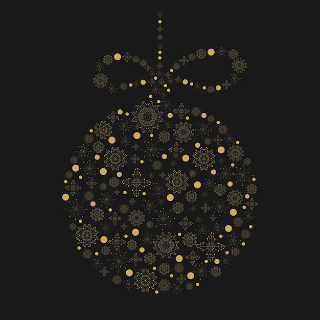 Christmas ball with snowflakes on dark background.