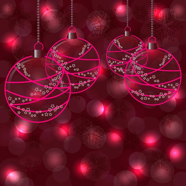 Christmas balls on abstract purple background