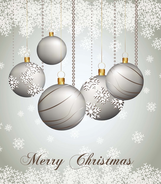 Christmas balls on abstract white lights background vector illustration