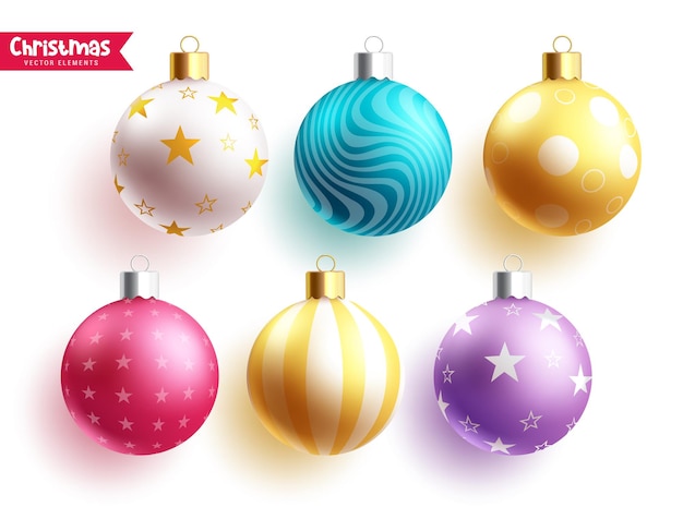 Christmas balls elements vector set design Christmas season ball elements with elegant pattern